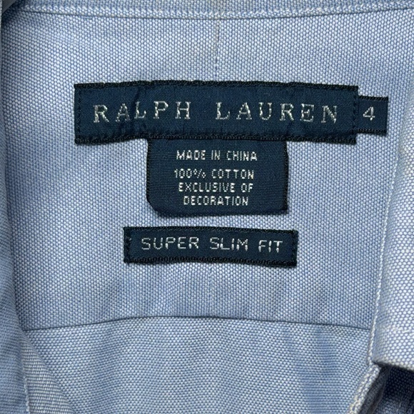 Ralph Lauren Blue Super Slim Fit Oxford Button Down Shirt Size 4 - Picture 2 of 4
